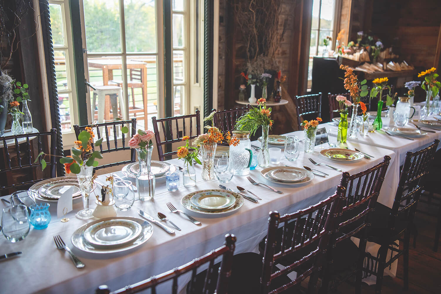 Wedding reception set up at Hidden Creek Estates in Roscoe, IL