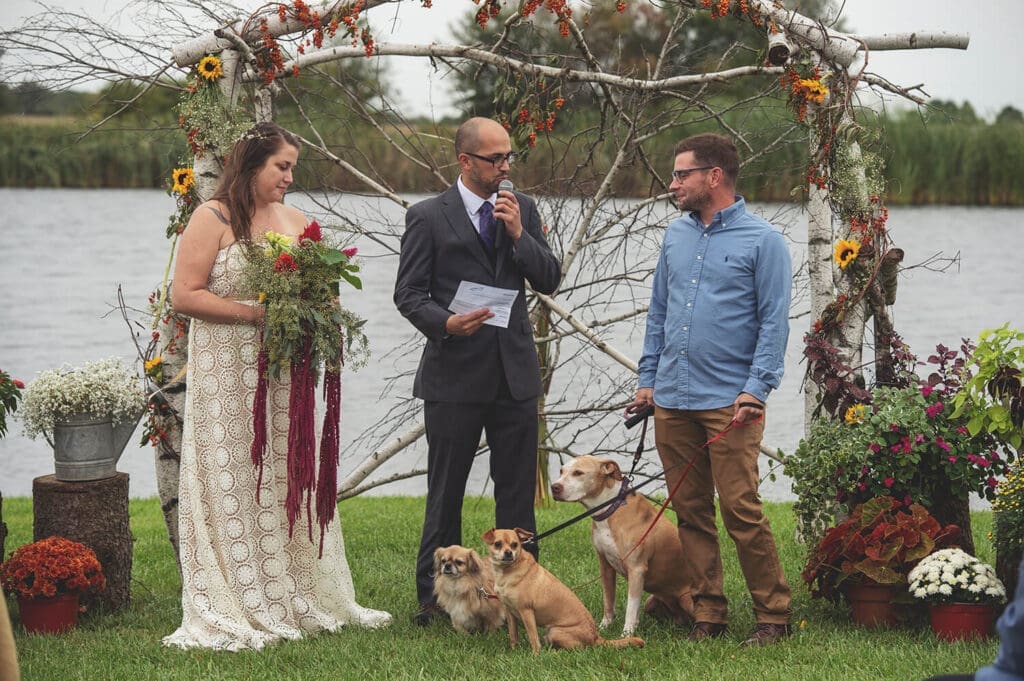 Wedding couple has boho wedding ceremony in Northern Illinois