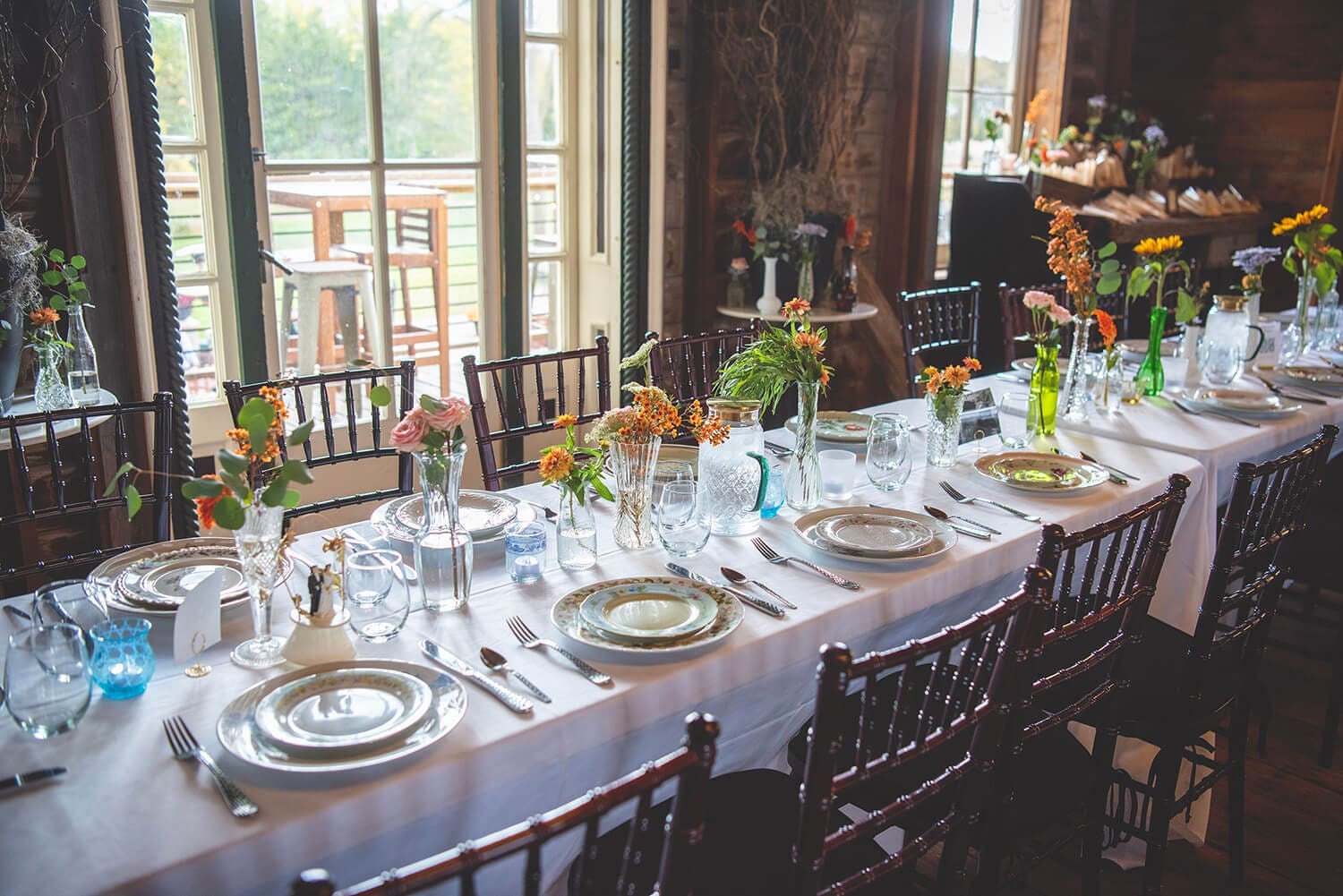 Wedding reception set up at Hidden Creek Estates in Roscoe, IL