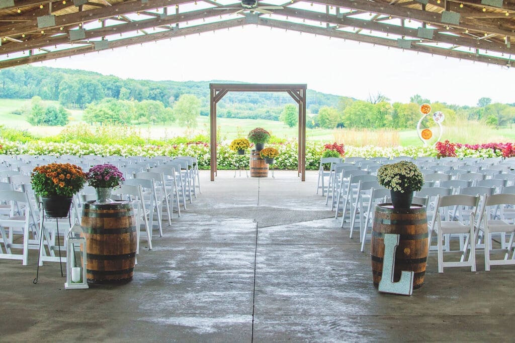 Outdoor wedding ceremony setup.