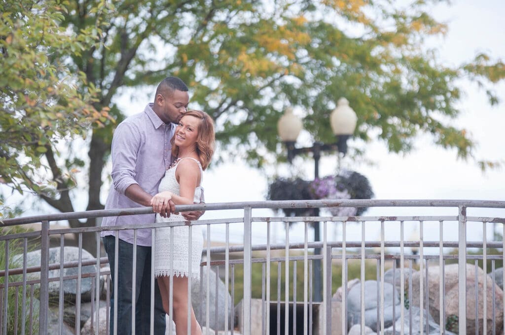 Matt and Casey take engagement photos in Downtown Rockford, IL