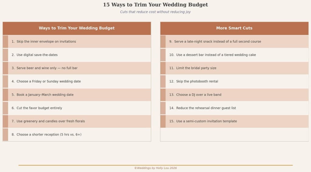 15 Ways to Trim Your Wedding Budget Graph